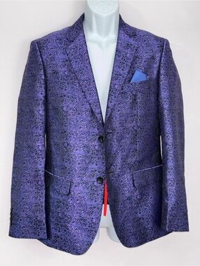 ABSOLUTE REBELLION 1978 NWT Men’s Purple Jacquard Polyester Blazer Size S